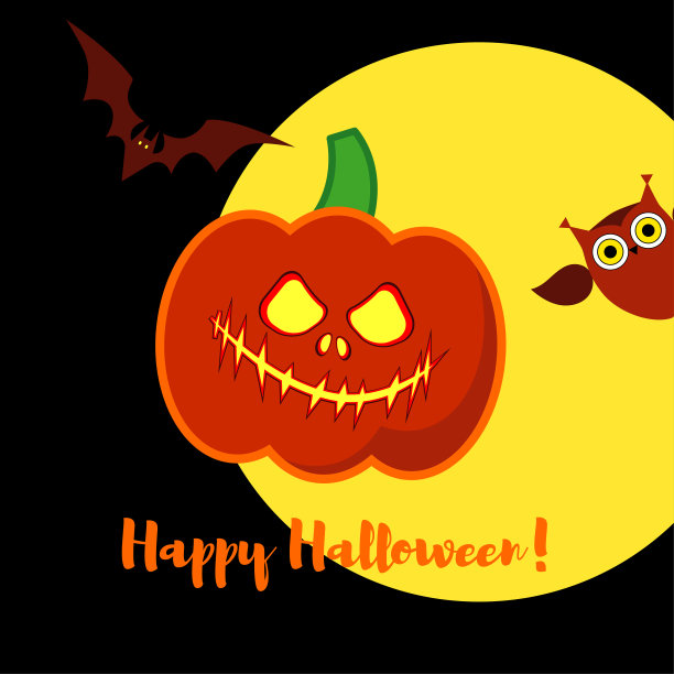 海报万圣节快乐。万圣节南瓜的微笑。图片下载