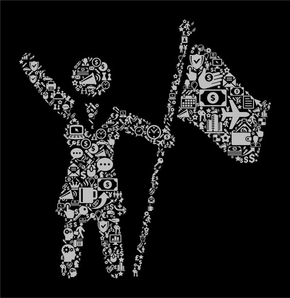 旗帜Stickfigure图标商业和金融矢量图标模式图片下载