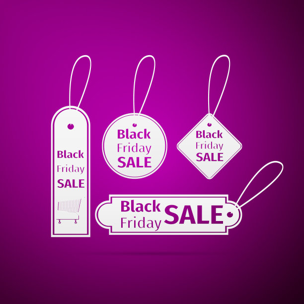 黑色星期五的销售标签在紫色的背景平图标。矢量图图片下载