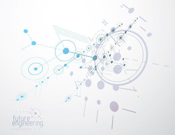 用于平面设计和网页设计的技术方案、抽象工程草案。用线和圆创建的工业系统矢量图。图片下载