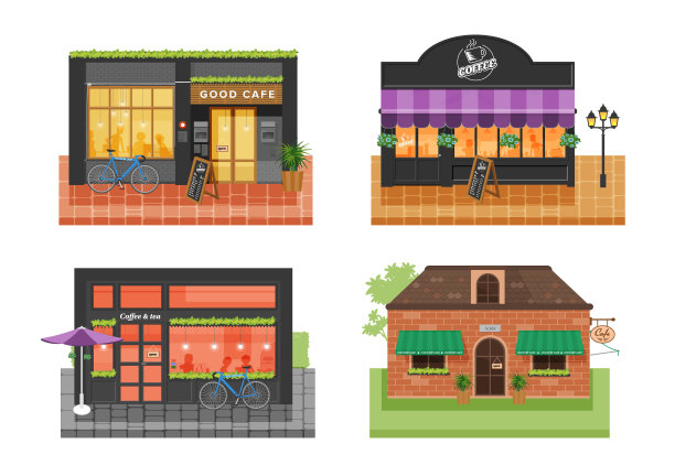 咖啡厅、阁楼风格的咖啡厅孤立图片下载