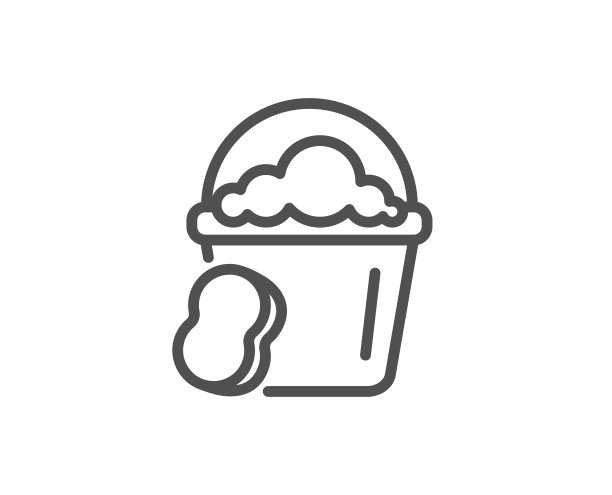 清洁桶与海绵线图标。图片下载
