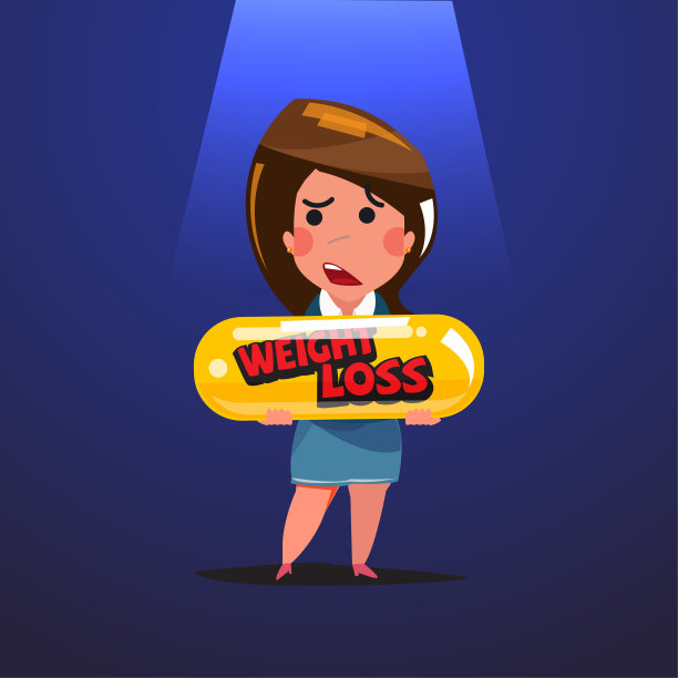 胖女孩携带减肥药-载体图片下载