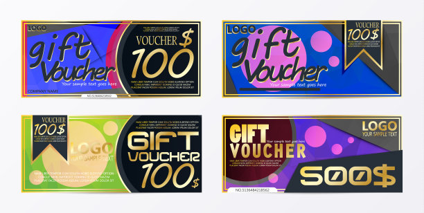 礼品券模板卡模板与货币矢量插图抽象设计插图图片下载
