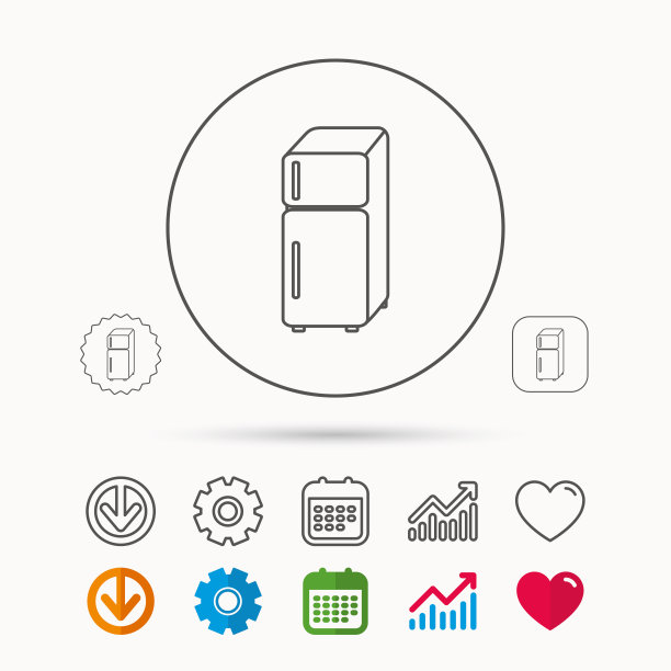 冰箱图标。冰箱的迹象。图片下载