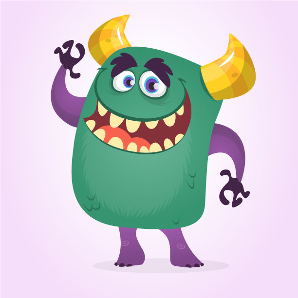 快乐可爱的卡通可爱的怪物。矢量怪物角色摇摆图片下载