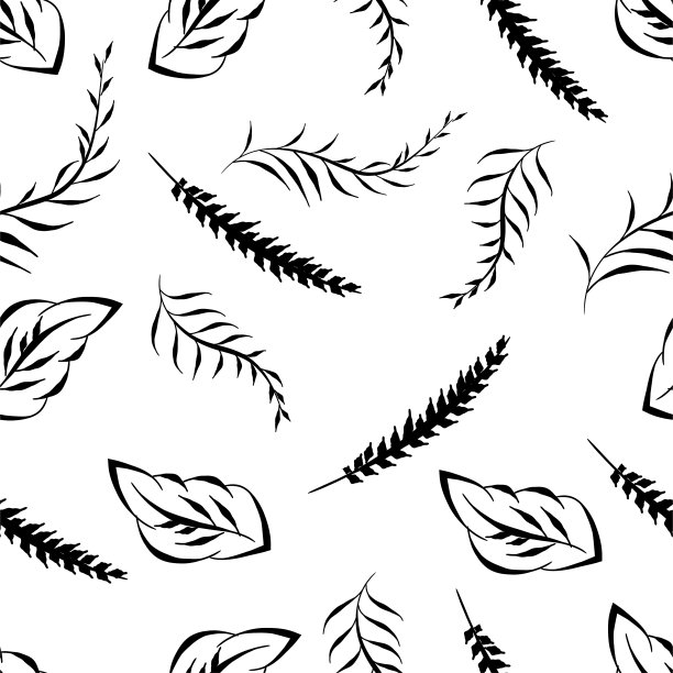 单色叶无缝印刷图案图片下载