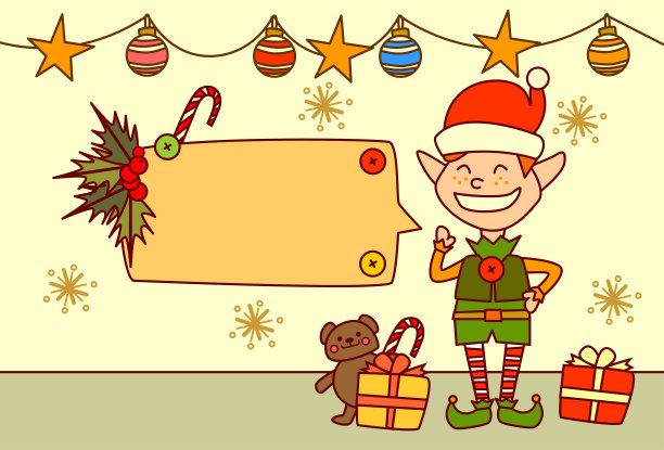 精灵展示空白banner，圣诞新年节日装饰图片下载