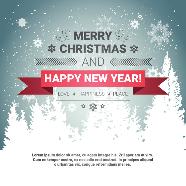 圣诞快乐和新年快乐概念冬季节日贺卡在透明的森林背景图片下载