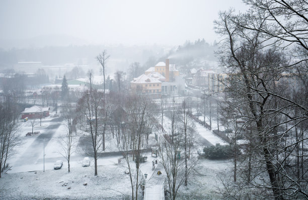 捷克克鲁姆洛夫历史古城，旅游胜地，冬季图片下载