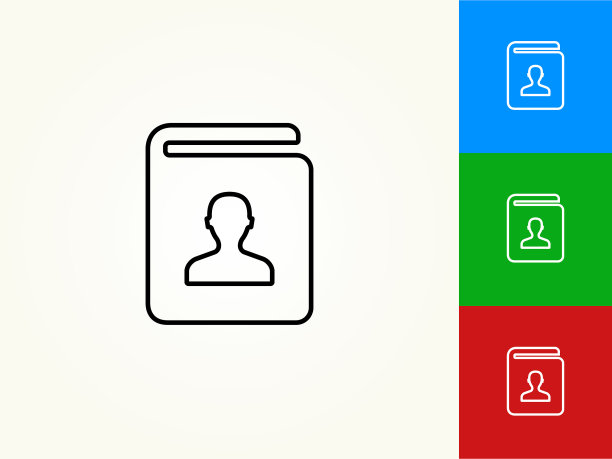 联系簿黑色描边线性图标图片下载