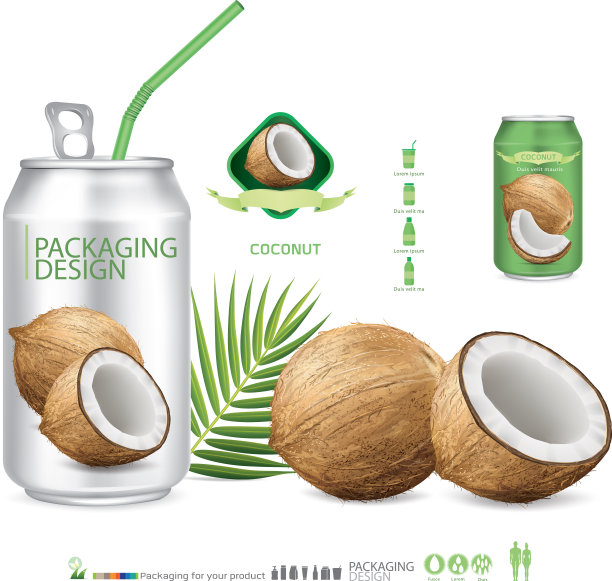 包装用椰汁饮料。矢量图片下载