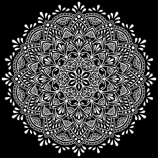 曼陀罗图案白色好心情图片下载