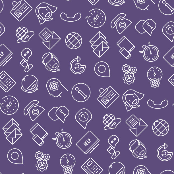 通过细线呼叫中心或客户服务图标支持无缝服务模式。矢量插图为背景的旗帜，支持中心的网页。图片下载