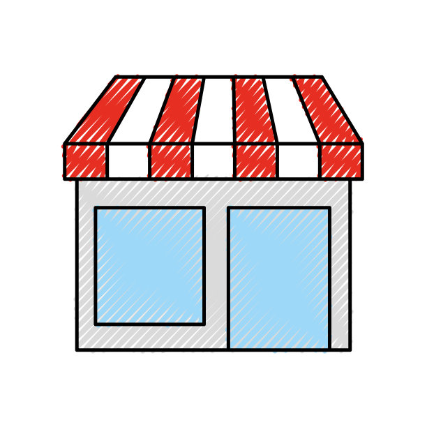 商店杂货店建筑外立面孤立在白色背景上图片下载