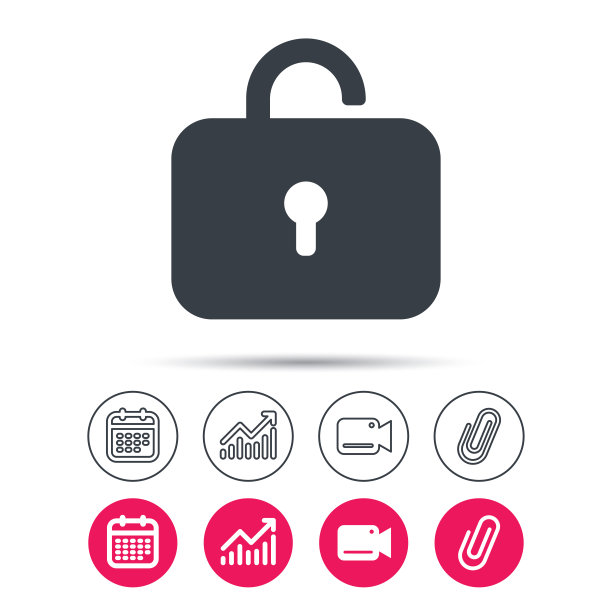 锁定图标。隐私储物柜的迹象。图片下载