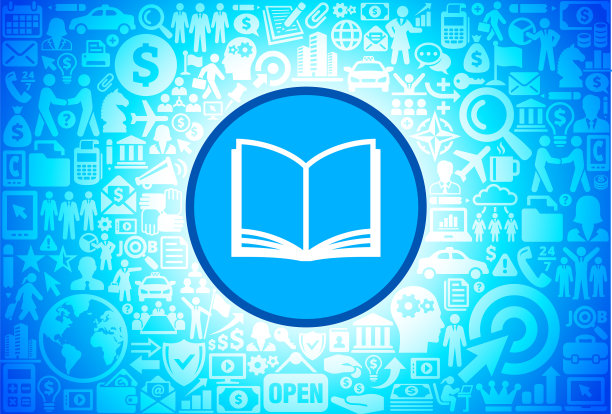 在商业和金融矢量背景上的书图标图片下载