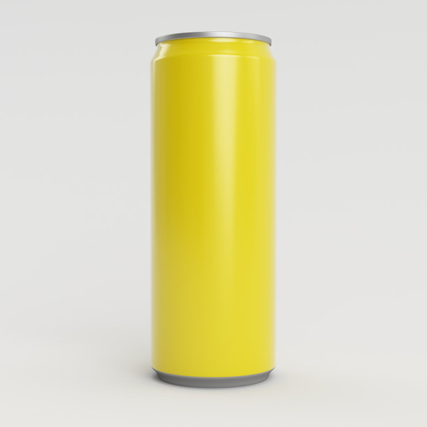 330ml黄色空3D苏打可以渲染白色背景图片下载