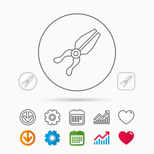 钳图标。修理修理工具标志。图片下载