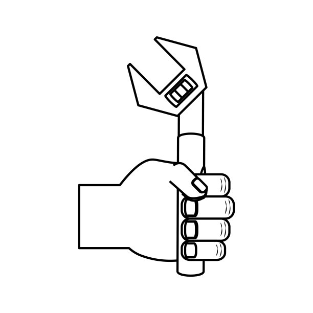 手与扳手矢量插图图片下载