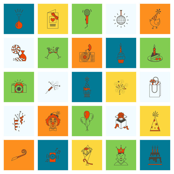 生日快乐图标套装图片下载