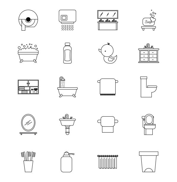 浴室一套icon设备元素概念图片下载