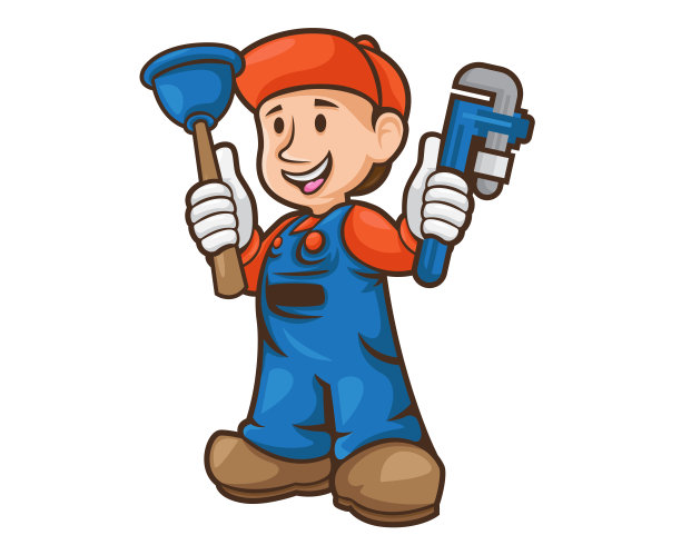 可爱的专业水管工吉祥物插图图片下载