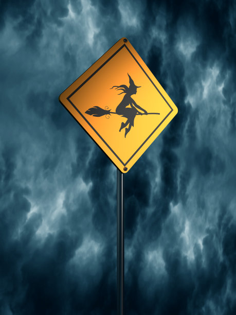 黄色的路标。万圣节图片下载