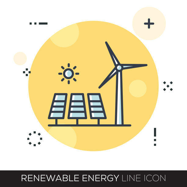 可再生能源线路图标图片下载