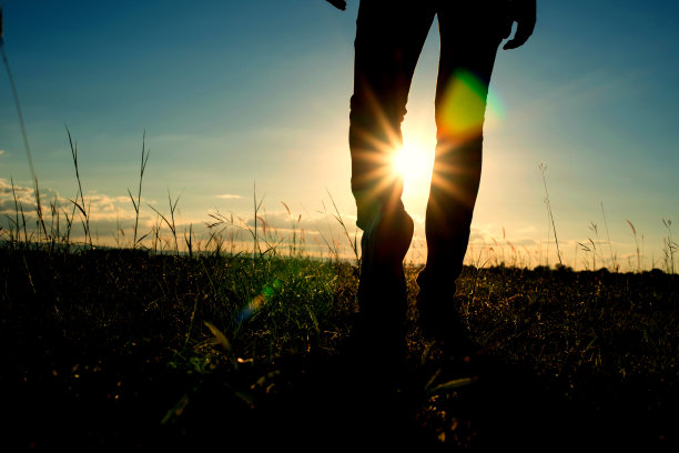 日出男伴伴剪影走，日出男伴伴日出。图片下载
