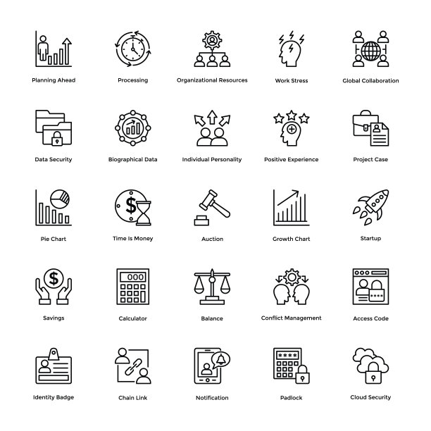 项目管理线性矢量图标合集8图片下载