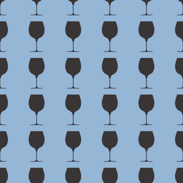 葡萄酒杯矢量插图上的无缝模式背景图片下载