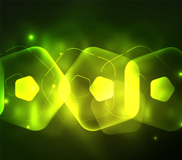 发光的玻璃透明的五角形，几何抽象的数字背景图片下载