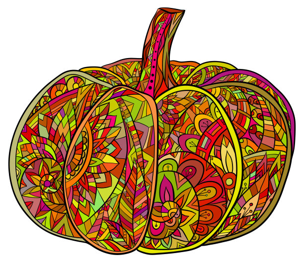波普艺术涂鸦南瓜波西米亚图案。图片下载