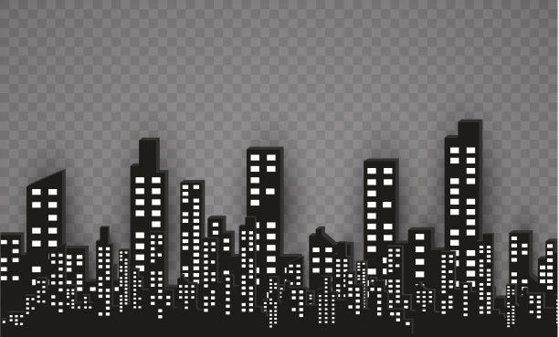 以平直的风格勾勒出城市的轮廓。现代城市景观。矢量图图片下载