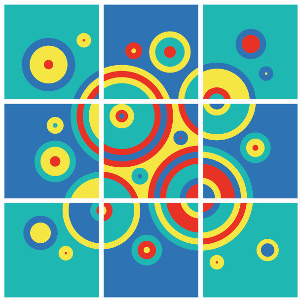 极简设计，创意概念，现代对角抽象背景几何元素。蓝色、黄色和红色的对角线和三角形。矢量图图片下载