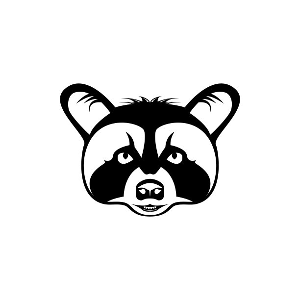 矢量浣熊头，面对复古图标，标志，徽章，标签模板和t恤复古设计元素。在白色背景上隔离图片下载