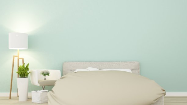 酒店室内卧室和墙壁装饰-3D渲染图片下载