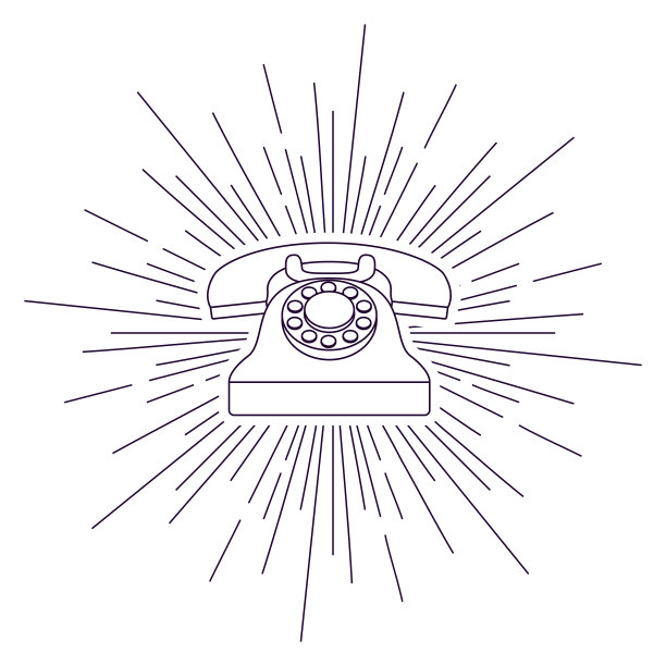 复古电话海报上sunburst背景孤立的图标图片下载