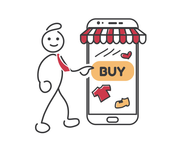 常客访问最喜欢的在线移动商店电子商务Stickman插画概念图片下载