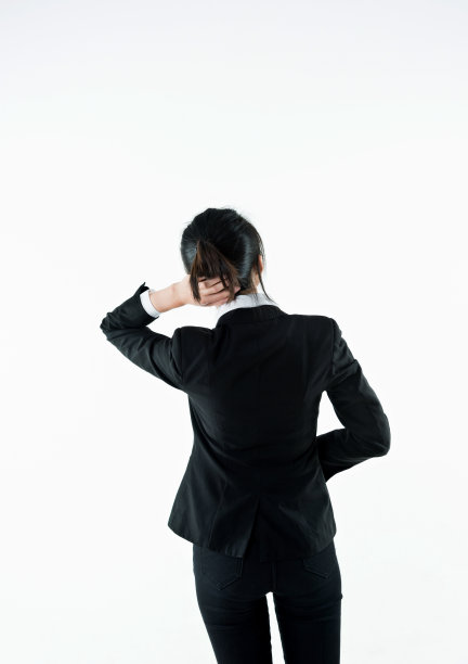 颈部疼痛的女商人图片下载