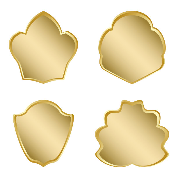 一组明亮的金色框架与梯度向量图片下载