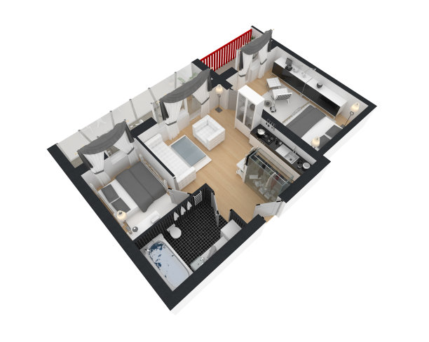 家具家庭公寓的3d渲染图片下载