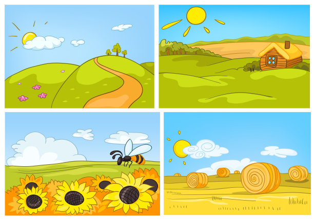 向量卡通夏季背景图片下载