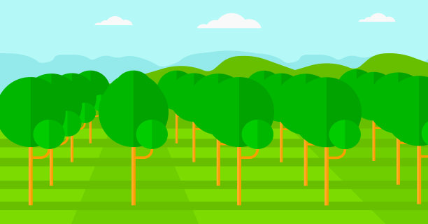 背景花园与果树图片下载