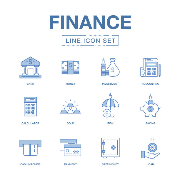 财务概念线图标集图片下载