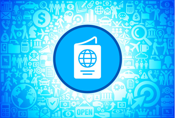 护照图标上的商业和金融矢量背景图片下载