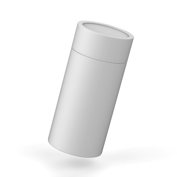 空白的白色硬纸板产品包装，圆容器盒的模型和模板设计。三维演示图片下载