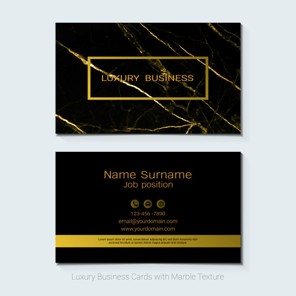 豪华名片矢量模板，旗帜和封面与大理石纹理和金色箔细节上的白色背景，简洁的风格也现代和优雅，易于定制，以适应您的需求。图片下载