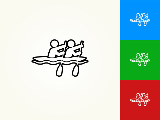 划船黑色描边线性图标图片下载